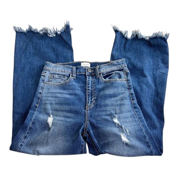 Sneak Peek Distressed Wide Leg Jeans Sz 7 28 Waist Frayed Hem High-Waist Stretch - Picture 8 of 8
